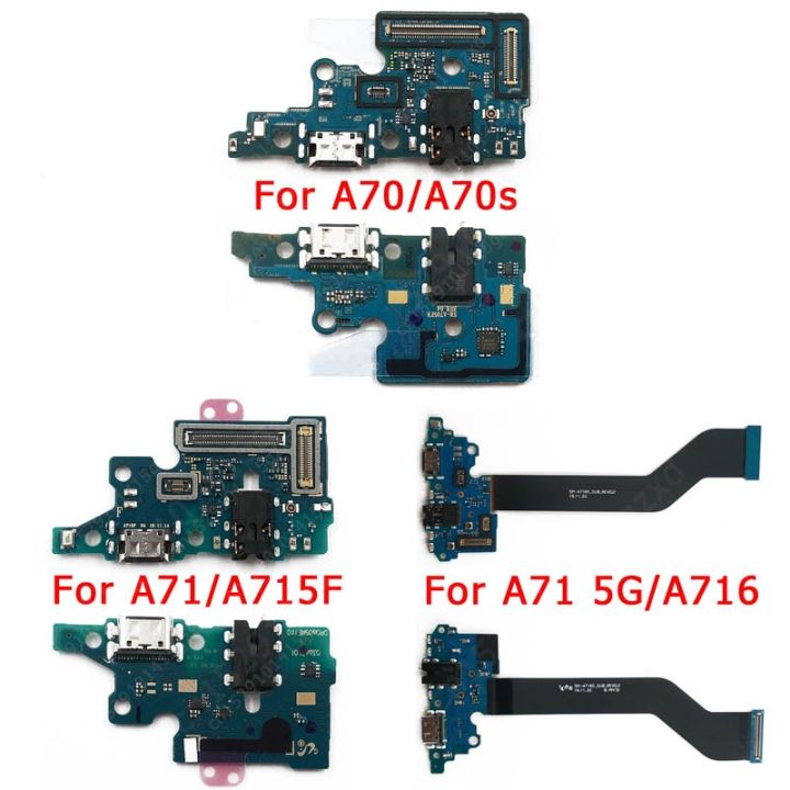 บอร์ดซ่อมโทรศัพท์มือถือดั้งเดิมสำหรับ Galaxy A70 A70s A71 5G ชาร์จพอร์ต USB สำหรับ A707F A705F A715F ชิ้นส่วนชิ้นงอสำหรับเปลี่ยน A716