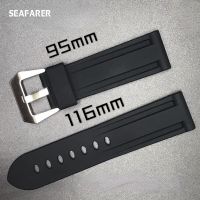 “：{ 22Mm 24Mm 26Mm Black Blue Red Army Green Watch Band Silicone Ruer Watchband Replacement For Panerai Strap Tools Steel Buckle