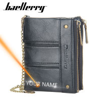 2021 New Men Wallets Name Customized High Quality Short Card Holder Male Purse Zipper Name Engraving Coin Holder Wallets For Boy