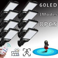 60 LED Solar Street Light Outdoor 3 Light Mode Waterproof Motion Sensor Security Solar Powered Lights for Garden Patio Path Yard