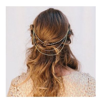 [COD] European and Jewelry Personality Accessories Tassel Chain Multilayer Hair Band Sieve for