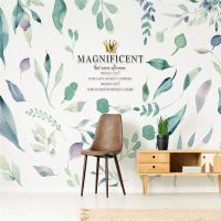 ▣♞ Decorative wallpaper Modern simple small fresh style Nordic plants leaf television background wall