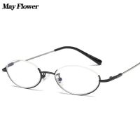 Retro Anti-Blue Light Reading Glasses Oval Design Half Frame Hyperopia Eyeglasses Round Glasses Men Women Flexible Frame +3.5+4 Fashion glasses