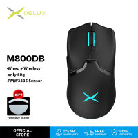 Delux เมาส์เกมมิ่ง Gaming Mouse 16000DPI Wireless ชาร์จได้ Ultralight เพียง 60g รองรับสายและไร้สาย มีไฟ RGB (M800 3335 M800DB 3335)