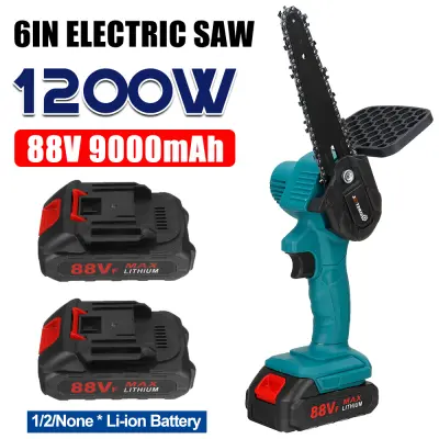 Mustool 6นิ้ว88Vf 1200W เลื่อยไฟฟ้าแบตเตอรี่10000Rpm Pruning ChainSaw สวนไร้สายเข้าสู่ระบบเลื่อยไม้เครื่องมือตัดไฟฟ้า