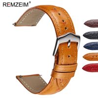 RENZEIM Ostrich Pattern Watchbands Genuine Cowhide Leather Straps 18mm 20mm 22mm Replacement Belts Quick Release Watch Band