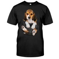 Cloocl Black Cotton T-Shirts Fashion Beagle Dogs Pocket Printed T-Shirts Men Casual Tshirt Hip Hop Tops Funny Cotton Tees 【Size S-4XL-5XL-6XL】