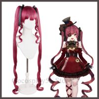 VTuber Houshou Marine Wig Gothic Hololive Girls Youtuber Cosplay Long Curly Ponytails Hair Free Wig Cap