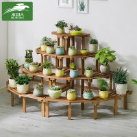 Spot parcel post Multi-Layer Balcony Flower Stand Solid Wood Indoor Floor Living Room Flower Rack Jardiniere Storage Pot Frame Outdoor Flower