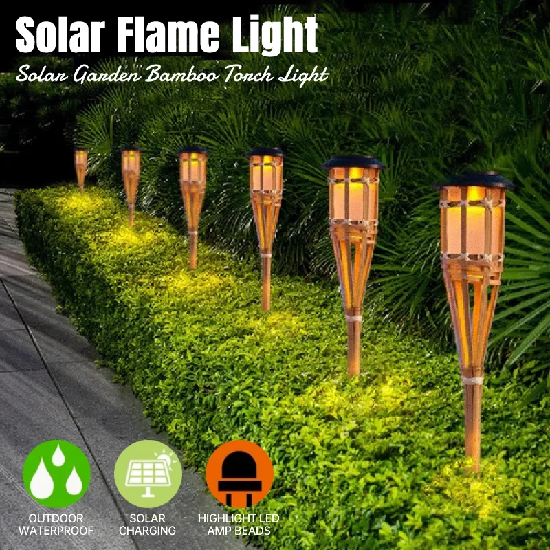 Bathtool Led Bamboo Solar Garden Lights Outdoor Waterproof Automatic Sensor Torch  Flame Lawn Lamp Spotlight for Fence House Pathway Decoration Christmas Lamp  Automatic On/Off Torch Light for Fence House Pathway Lazada