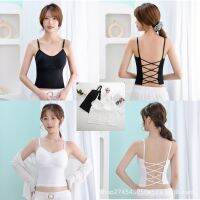 Bra♣❈♙ 80-2 catties womens one-piece fixed latex cup ice silk บราหลังสวย เสื้อสายเดี่ยวหญิง pl fat pl รุ่นกลางและยาว