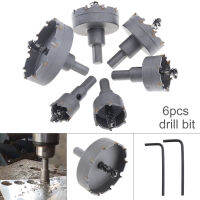 ชุด6ชิ้นดอกคาร์ไบด์ TCT โลหะสแตนเลสสตีลเลื่อยหลุมหัวเจาะอัลลอย22-65มม.