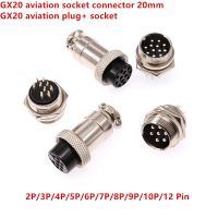 1Set GX20 2/3/4/5/6/7/8/9/10/12P Pin 20mm Male Female Circular Nut Type Wire Panel Aviation Connector Socket Plug