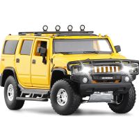 1:32 Scale JACKIEKIM Diecast Toy Model Hummer 2008 H2 SUV Off Road Car Sound Light Doors Openable Educational Collection Gift