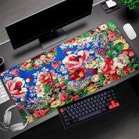 Flower Desk Pad Blue Red Mousepad บริษัท ตกแต่งพีซี Playmat 120x80 อุปกรณ์สำนักงาน Mousepad Stitch Rug สุนทรียศาสตร์ Mosepad