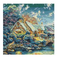 House in Kits 14CT Counted Printed Canvas Fabric Embroidery DIY Handmade Needlework Crafts