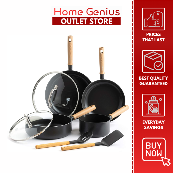 GreenPan Hudson Healthy Ceramic Nonstick, 8 Piece Cookware Set, Wood  Inspired Handle