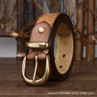 R Fashion Pin Buckle Jeans Men Women Belt Head Layer Cowhide Genuine Leather Business Formal Luxury High-quality Designer