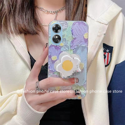 Phone Case เคส OPPO A38 4G ภาพสีน้ำมันแววดาวไหลดอกไม้ OPPOA38ปลอกอ่อน4G 2023