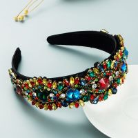 FG135 Women Colorful Rhinestone Headbnds Girls Beads Crystal Headband Sponge Padded Hairband Hair Jewelry Hair Accessories Wholesale