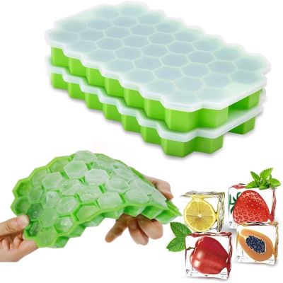 Honeycomb Ice Cube Molds Silicone Coolers Reusable Ice Cube Trays With Removable Lid For Whiskey Vodka Food Grade Ice Ball Maker Ice Maker Ice Cream M