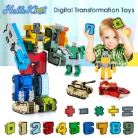 HelloKimi Toy Digital Kids Digital Model Interactive Suit Fitted Car Robot Tank Puzzle Digital Building Blocks DIY Assembly Toys Early Childhood Education For Children Boy