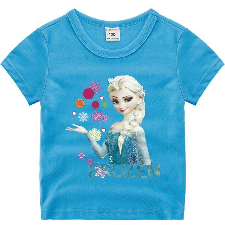 Cartoon Frozen Princess Kids Girls Tshirts Baby Girl T-shirt Cartoon 