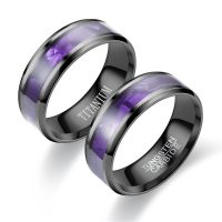 Titanium Steel Mens Classic Black Silver Stainless Steel Couple Band Ring Jewelry