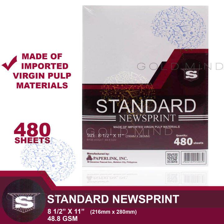Standard Newsprint Paper HIGH QUALITY Virgin Pulp Made in E.U. (1 Ream