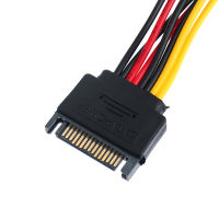 UNI 15 PIN MALE TO 2 x 15Pin FEMALE ADAPTER SATA Power CABLE 90องศาสำหรับ HDD