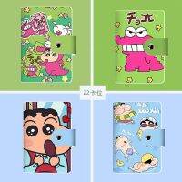 Crayon Shin-Chan ผู้ถือบัตรต้นฉบับภาพวาดสีน้ำมันความจุขนาดใหญ่ช่องใส่บัตรหลายช่องเครื่องหนังที่เก็บเอกสารใบขับขี่ผู้ถือบัตร