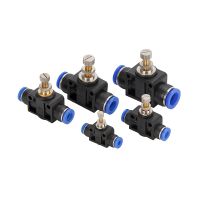 ஐ✌ 6PCS LSA Pneumatic Adjustable Flow Control Valve Speed Air Pressure Regulator Valves Throttle Quick Coupling Release Fitting 8mm