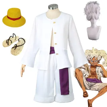 White Luffy Cosplay Anime Gear 5 Nika Form Costume Outfit Adult Kid Full  Set White Shirt Pants Sash Wigs - AliExpress