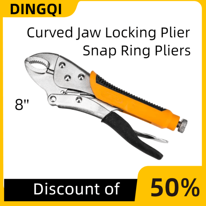 Curved Jaw Locking Plier 8" Inches Adjustable Snap Ring Pliers Vise Grip(with Cushion) Wire