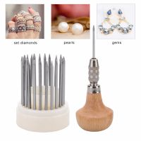 23Pcs Beading ชุดเครื่องมือ Diamond Stone Pearl Grain ชุดเครื่องมือ Beader ไม้ Handle เครื่องประดับทำเครื่องมือ Goldsmith เครื่องมือสำหรับ Jeweler