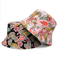 New Street Flamingo Printed Bucket Hat Outdoor Panama Double-sided Fisherman Caps Men Women Harajuku