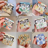 ▤☽ Art Flower Oil Painting Earphone Case For Apple Airpods 2 1 3 Air Pods Vintage Leather Cover For AirPod Pro Protection Box Shell