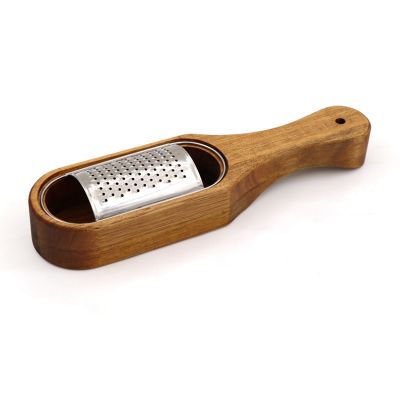 Wooden Cheese Grater Rustic Brown Cheese Shredder with Storage Space, for Cheese Lemon Chocolate
