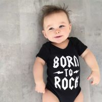 Born To Rockทารกแรกเกิดแขนสั้นผ้าฝ้ายเด็กน่ารักเสื้อผ้าเด็กทารกJumpsuitชุดเด็กทารกเด็กRock Onesie-sdfadfsdf