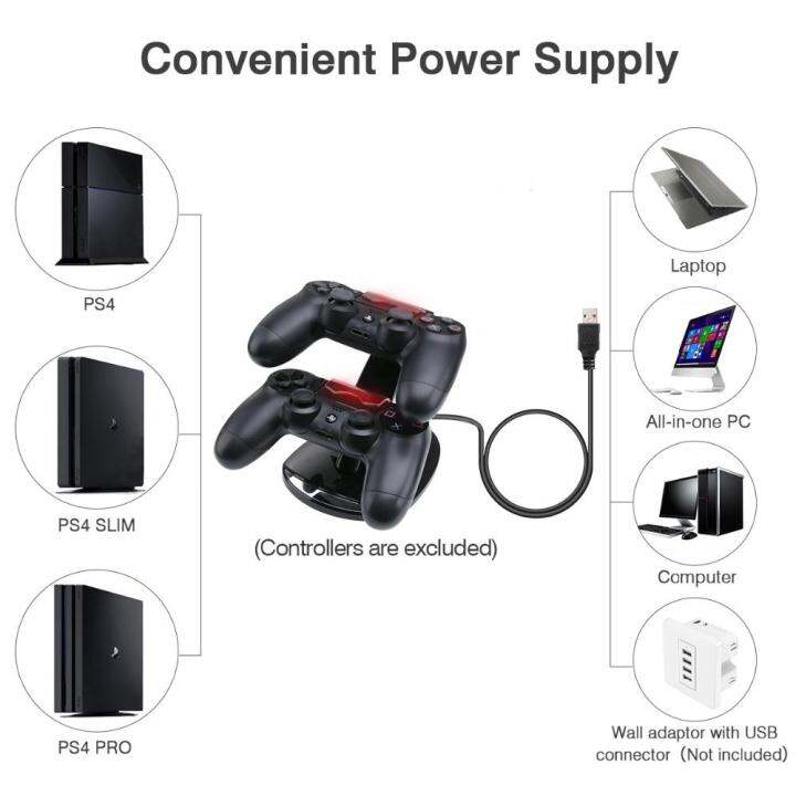 vastar-controllerแท่นชาร์จusbคู่led-ps4-แท่นชาร์จแบบตั้งcradleสำหรับplay-station-ps4-ps4-pro-ps4-slim-controller
