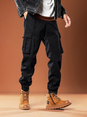 HOT11★ฤดูหนาว Multi-กระเป๋าขนส่งกางเกงผู้ชายหนาขนแกะ Warm Joggers ชาย Streetwear ลำลองผ้าฝ้ายความร้อนกางเกง