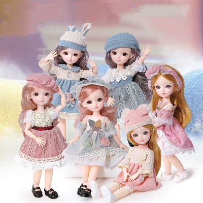 23New New 12 Inch 22 Movable Joints BJD Doll 31Cm 1/6 Makeup Dress Up Cute Brown Blue Eyeball Dolls With Fashion Dress For Girls Toy