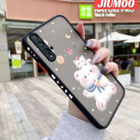 เคส JIUMOO สำหรับ Huawei Nova 5T Honor 20 Pro เคสลายการ์ตูนหมีโชคบางมีน้ำค้างแข็งโปร่งใสแข็งขอบสี่เหลี่ยมกันกระแทกปลอกซิลิโคนคลุมทั้งหมดเคสนิ่ม