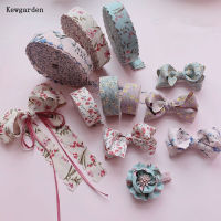 Kewgarden 1" 25mm Print Flower Ribbon Handmade Tape DIY Hair Bow tie Corsage Accessories Gift Packing Webbing 5 meters