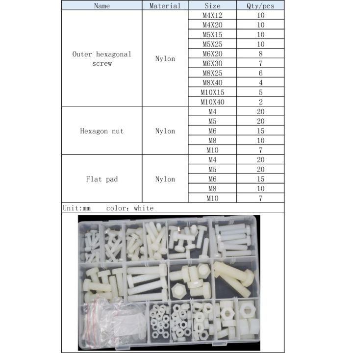 216-sztuk-zestaw-bia-y-nylon-ruba-sze-ciok-tna-podk-adka-do-nakr-tki-zestaw-gwint-metryczny-ruba-sze-ciok-tna-z-tworzywa-sztucznego-izolowane-ruby-m3-m4-m5-m6-m8-m10