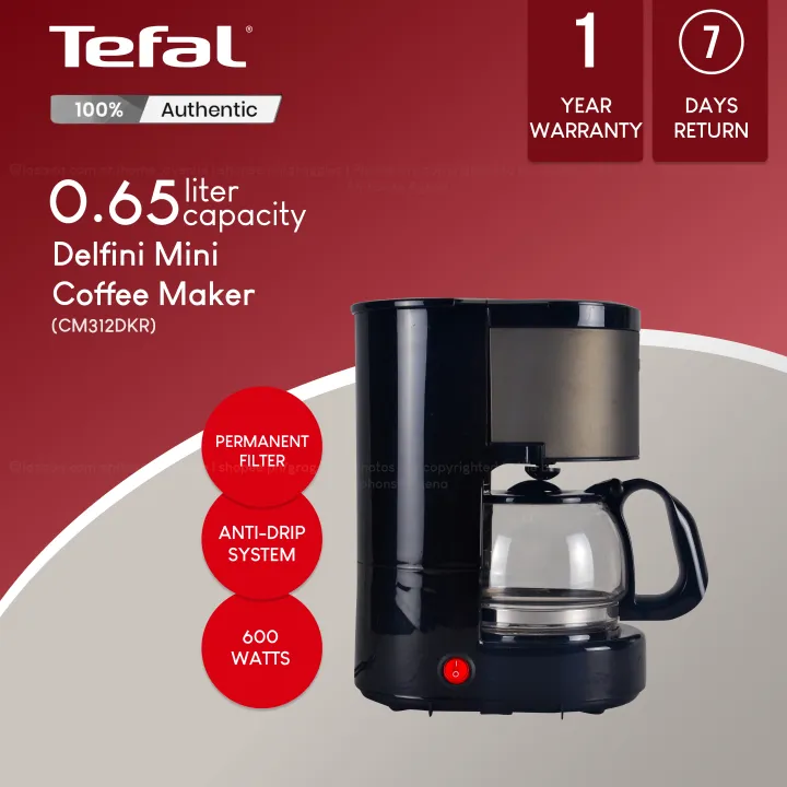 Tefal Delfini 0.65L Mini Coffee Maker CM312D (Black) Lazada PH