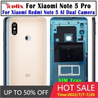 ปลอกหุ้มชิ้นส่วนที่เปลี่ยนฝาครอบ Xiaomi Redmi Note 5 Pro ใหม่มีปุ่มเลนส์ Note5กล่องฝาหลัง