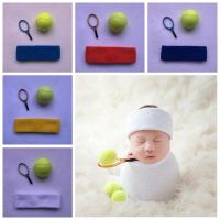 Newborn Photography Clothing Full Moon Photo Tennis Props Creative Newborn Full Moon Photo Tennis Hairband Decoration Sets  Packs