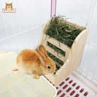 BP【Fast Delivery】2-In-1 Rabbit Wooden Bowl Solid Wood Straw Rack Food Bowl Feeder For Rabbit Chinchilla【cod】