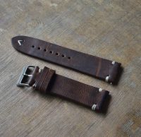✉▬☂ Hand Made Hand Stitched Vintage Leather Watch Strap 20mm 22mm 24mm Distressed Look Watch Bands Stainless Steel Polished Buckle